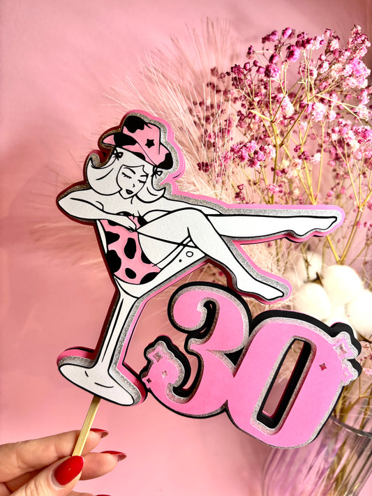 Topper 3D na tort z NFC - Kobieta w Kieliszku