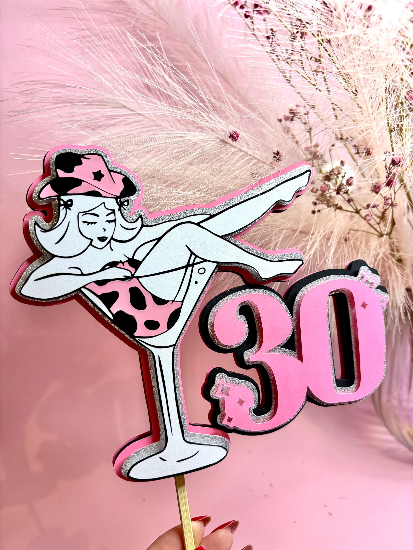 Topper 3D na tort z NFC - Kobieta w Kieliszku