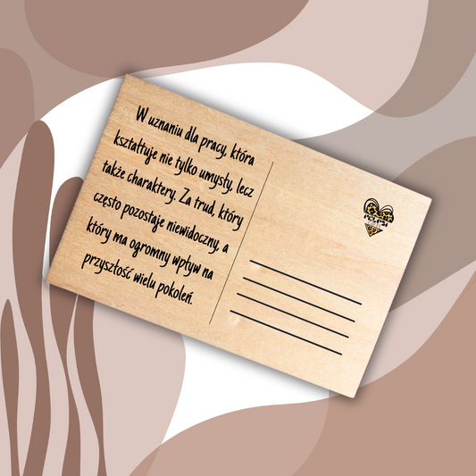 Drewniana pocztówka dla Nauczycieli - Szczęśliwego Dnia Nauczyciela