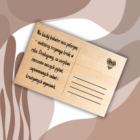życzenia na dzień nauczyciela na drewnianej pocztówce