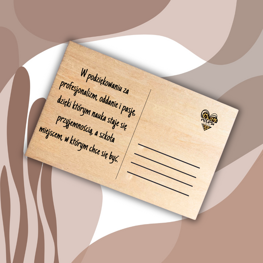 życzenia na dzień nauczyciela na drewnianej pocztówce