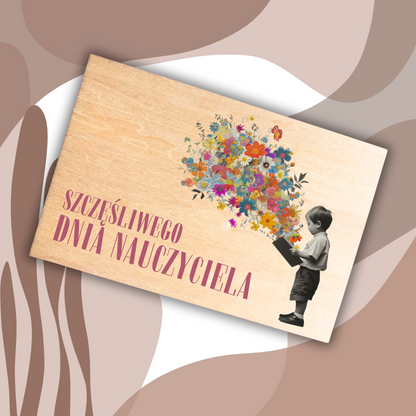 Drewniana pocztówka dla Nauczycieli - Szczęśliwego Dnia Nauczyciela