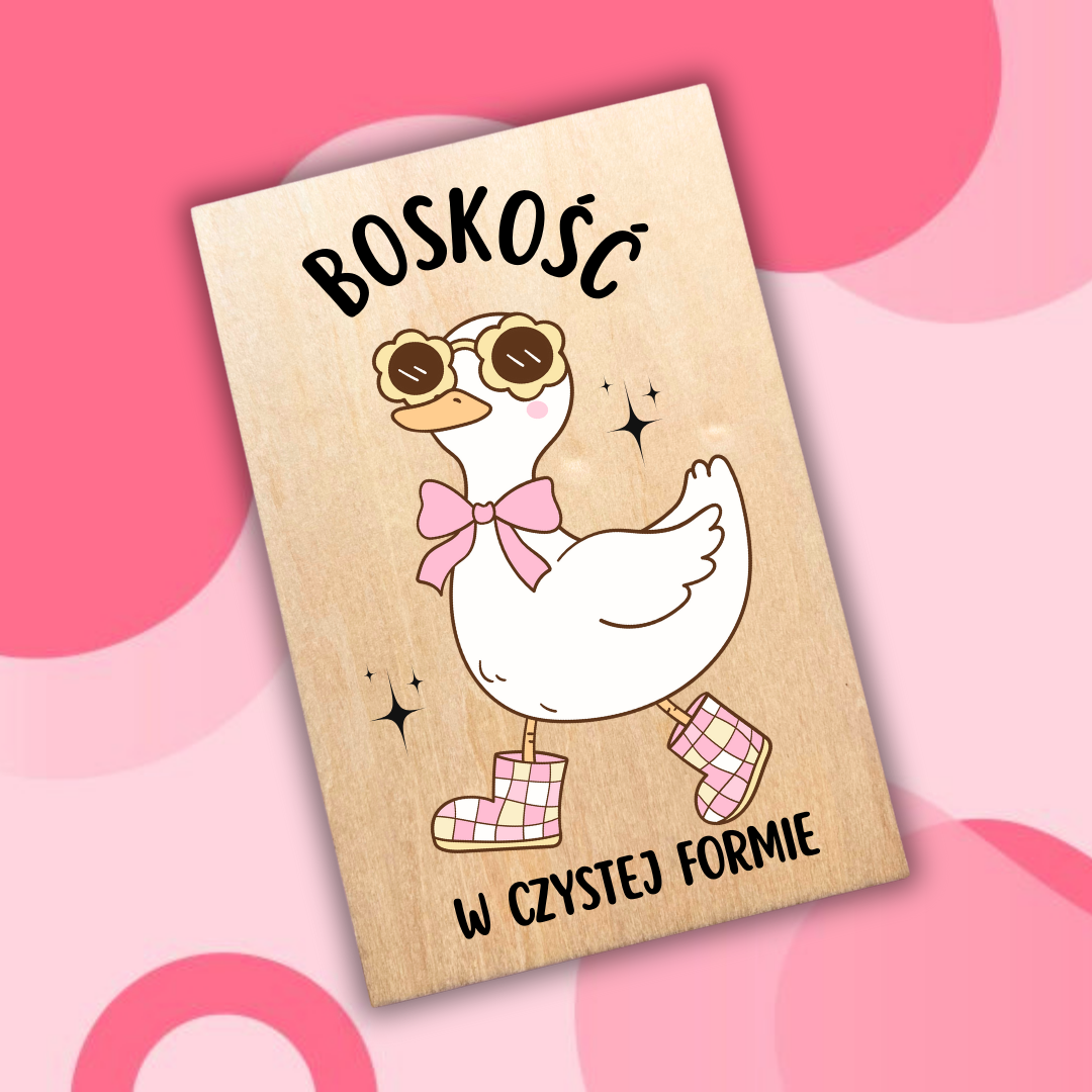 drewniana kartka urodzinowa z kaczką 