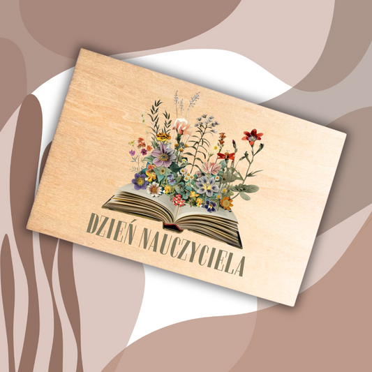drewniana pocztówka na dzień nauczyciela