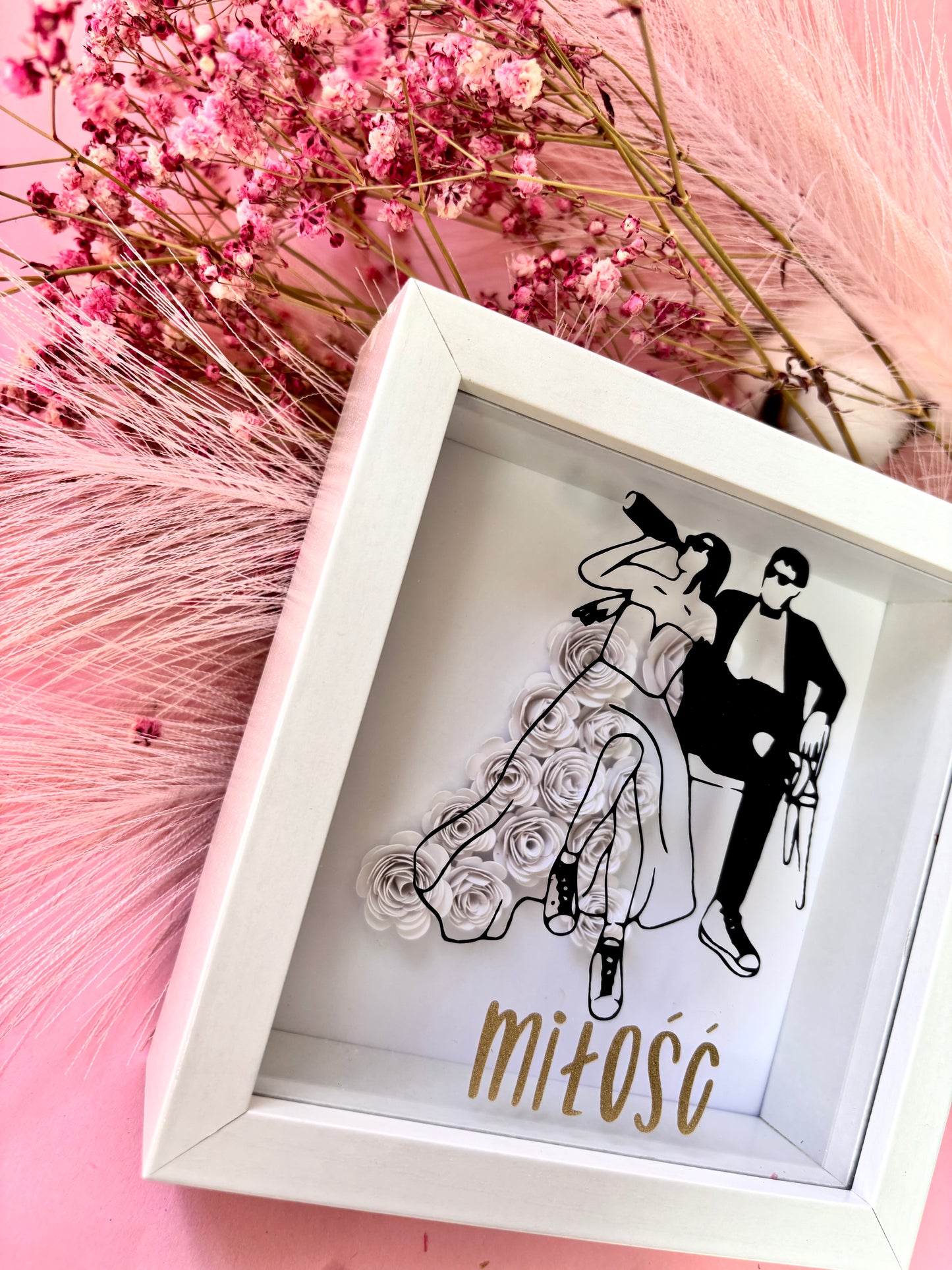 Obrazek 3D na Ślub, Mała ramka cienia z NFC