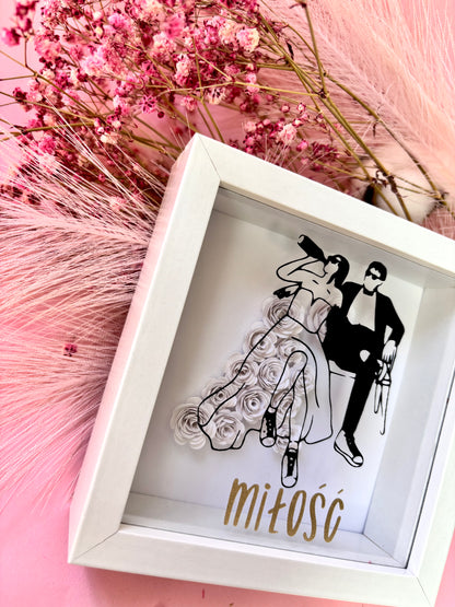 Obrazek 3D na Ślub, Mała ramka cienia z NFC