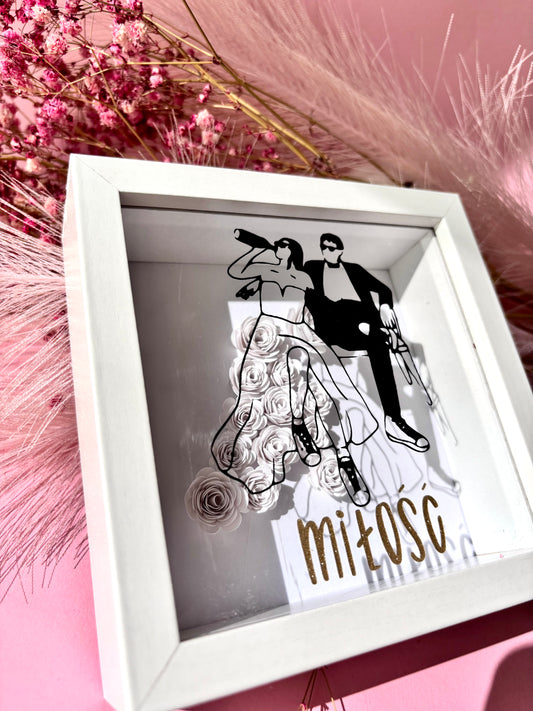 Obrazek 3D na Ślub, Mała ramka cienia z NFC