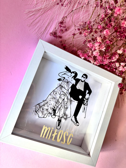 Obrazek 3D na Ślub, Mała ramka cienia z NFC