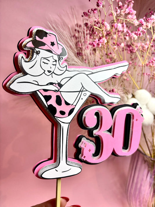 Topper 3D na tort z NFC - Kobieta w Kieliszku