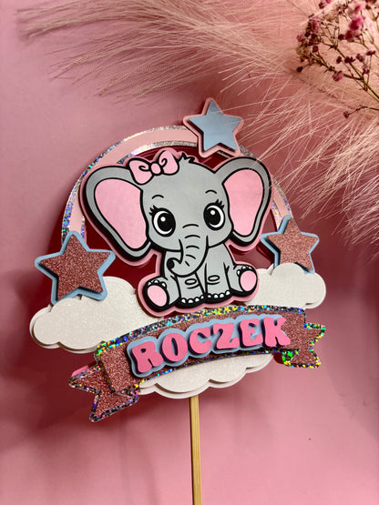 Topper 3D Słonik Personalizowany Topper dla Dziecka