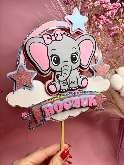 Topper 3D Słonik Personalizowany Topper dla Dziecka