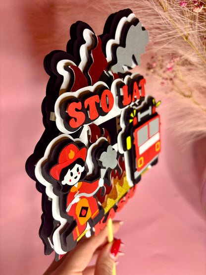 Topper NFC 3D Kobieta Strażak – Dekoracja Tortu Urodzinowego