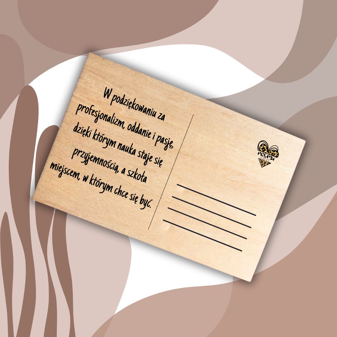 życzenia na dzień nauczyciela na drewnianej pocztówce