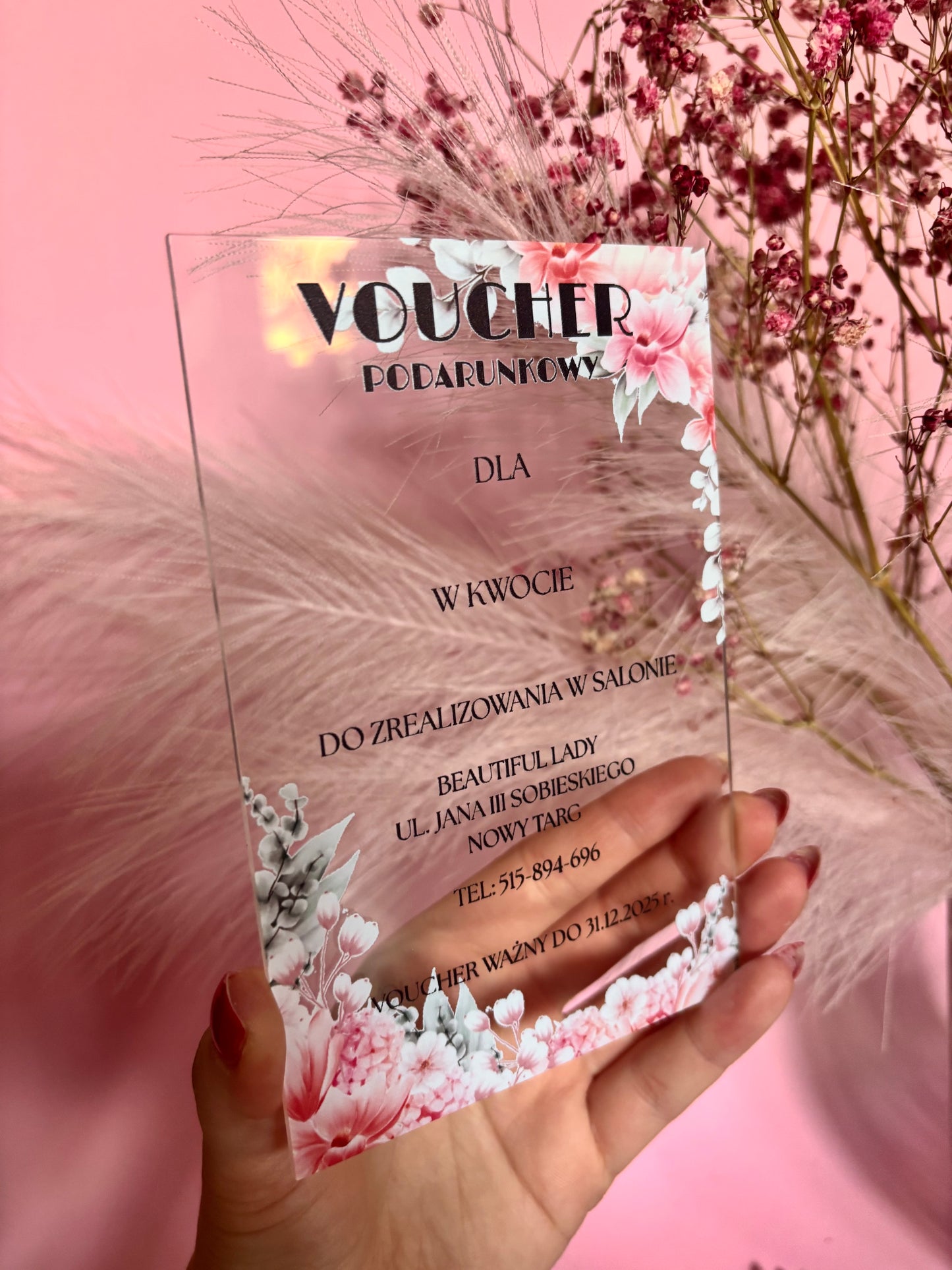 transparentny voucher podarunkowy branża beauty