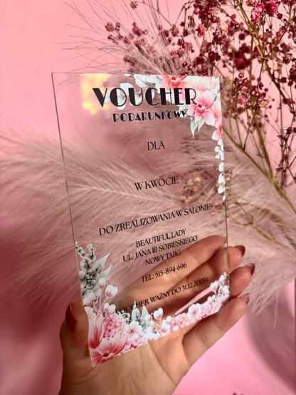 transparentny voucher podarunkowy branża beauty