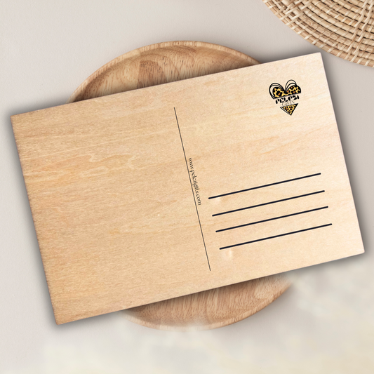 drewniana pocztówka do wpisania własnych życzeń