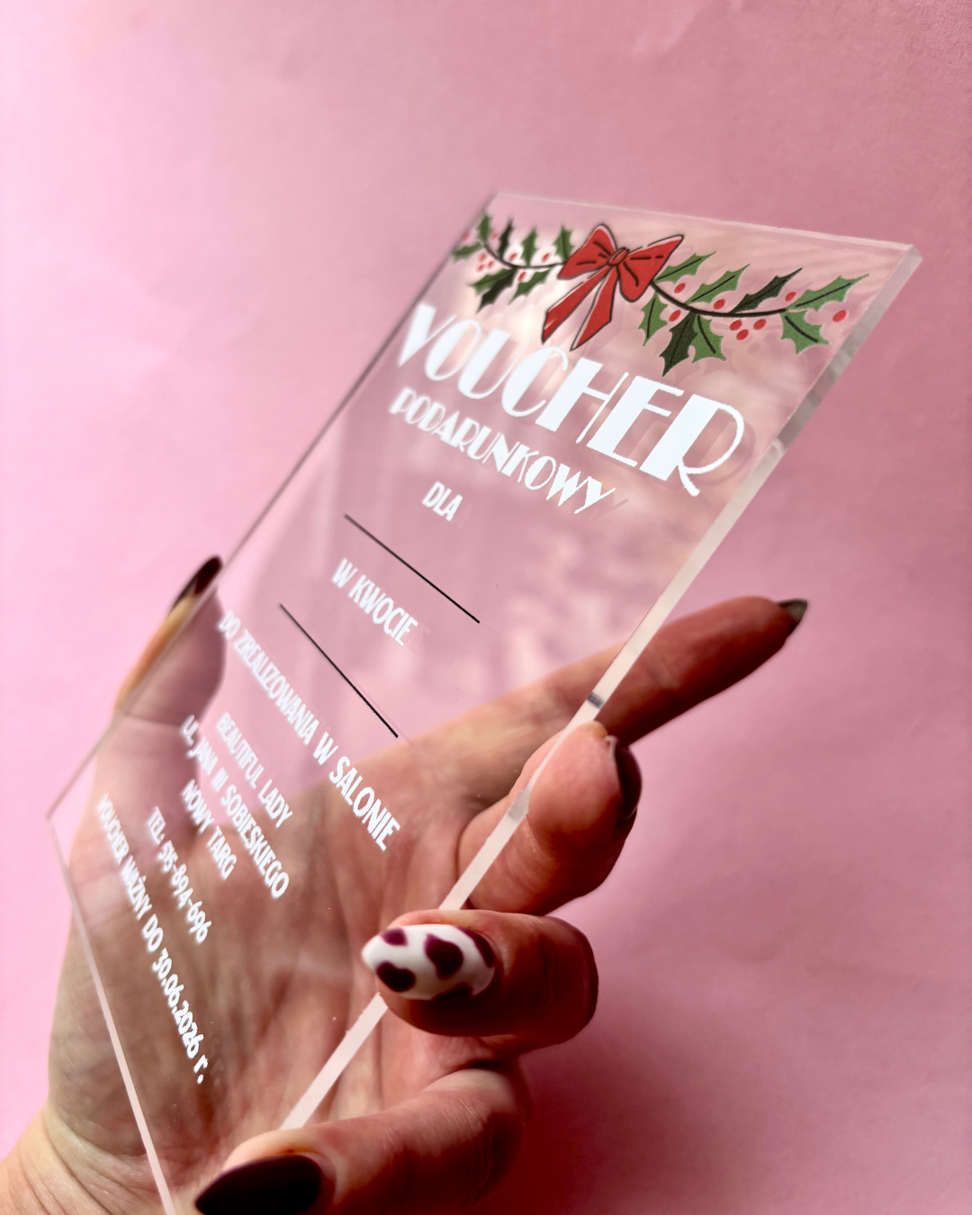 voucher podarunkowy w motywie świątecznym transparentny